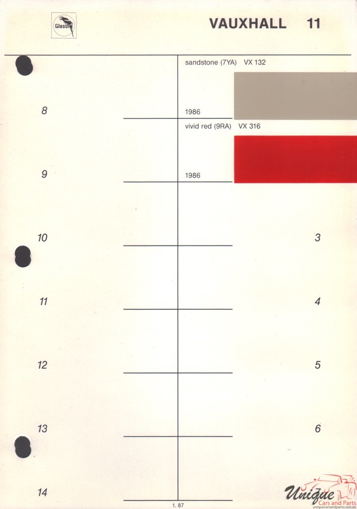 1988 Vauxhall Paint Charts Glasurit 3